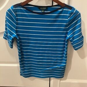Ralph Lauren Blue and White Striped Tee